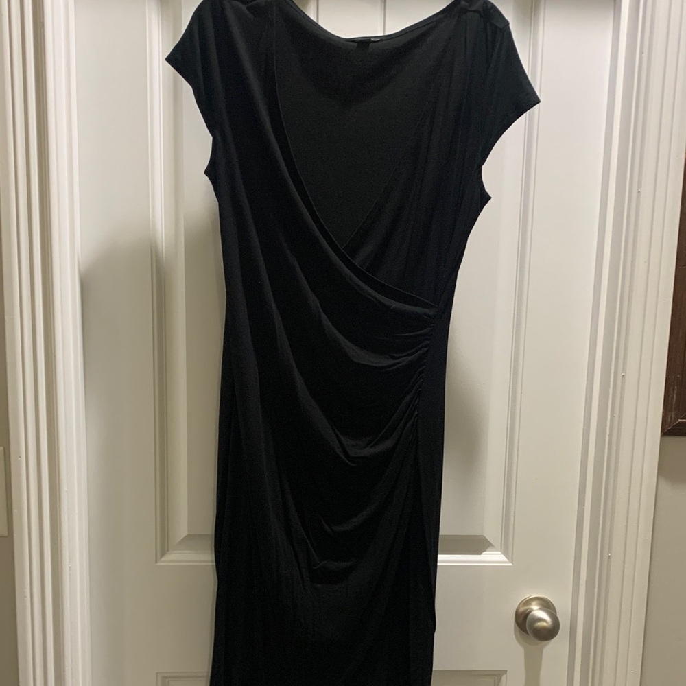 Ann Taylor Black Faux Wrap Sheath Dress - small